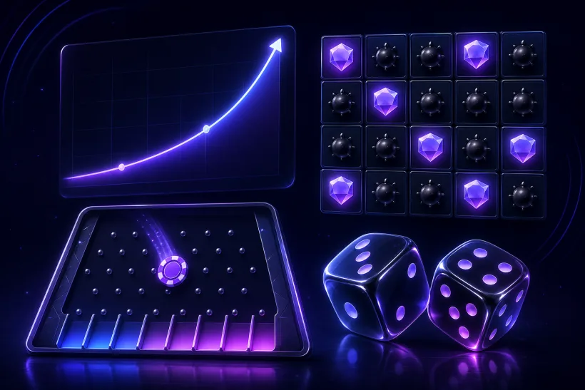 Duel Casino original games: Crash, Mines, Plinko and Dice